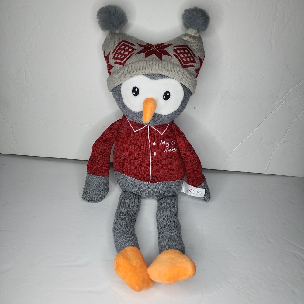 Spark Create Imagine Sock Owl My 1st Winter Plush Crinkle Rattle Toy 18"